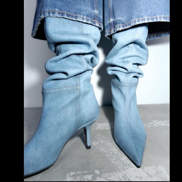 Zara knee high denim boots - Picture 2 of 9